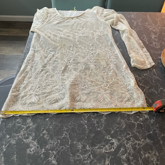 Free people White sheer lace crochet dress with embroidery - Picture 4 of 4